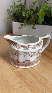Furnivals 1913 Quail Brown Creamer Pitcher 8 oz Oval - Picture 1 of 9