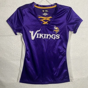 Minnesota Vikings Women's Purple NFL Football Jersey V-Neck Studded Size Medium - Picture 1 of 14