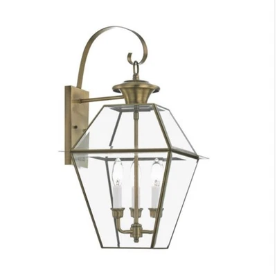 Linterna de pared exterior Livex Lighting Westover en latón antiguo - 2381-01 Foto 1 de 4