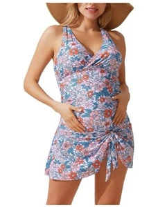 NWT Maacie 2 Piece Maternity Swim Dress Floral Padded Lined Size Large - Picture 1 of 9