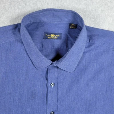 Club Room Dress Shirt Mens Size 18.5 (36-37) Blue Regular Fit 100% Cotton Preppy - Image 1 of 4