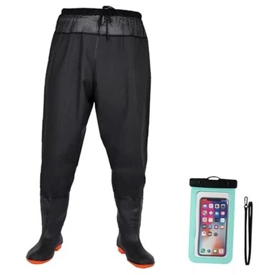 Vadeadores de pesca con botas, pantalones vadeadores de cintura de nailon/PVC vadeadores de pesca para 11 Foto 1 de 4