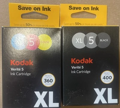 Kodak Verite 5XL Black and Color Ink Cartridge Set Genuine and Sealed. - Image 1 of 4