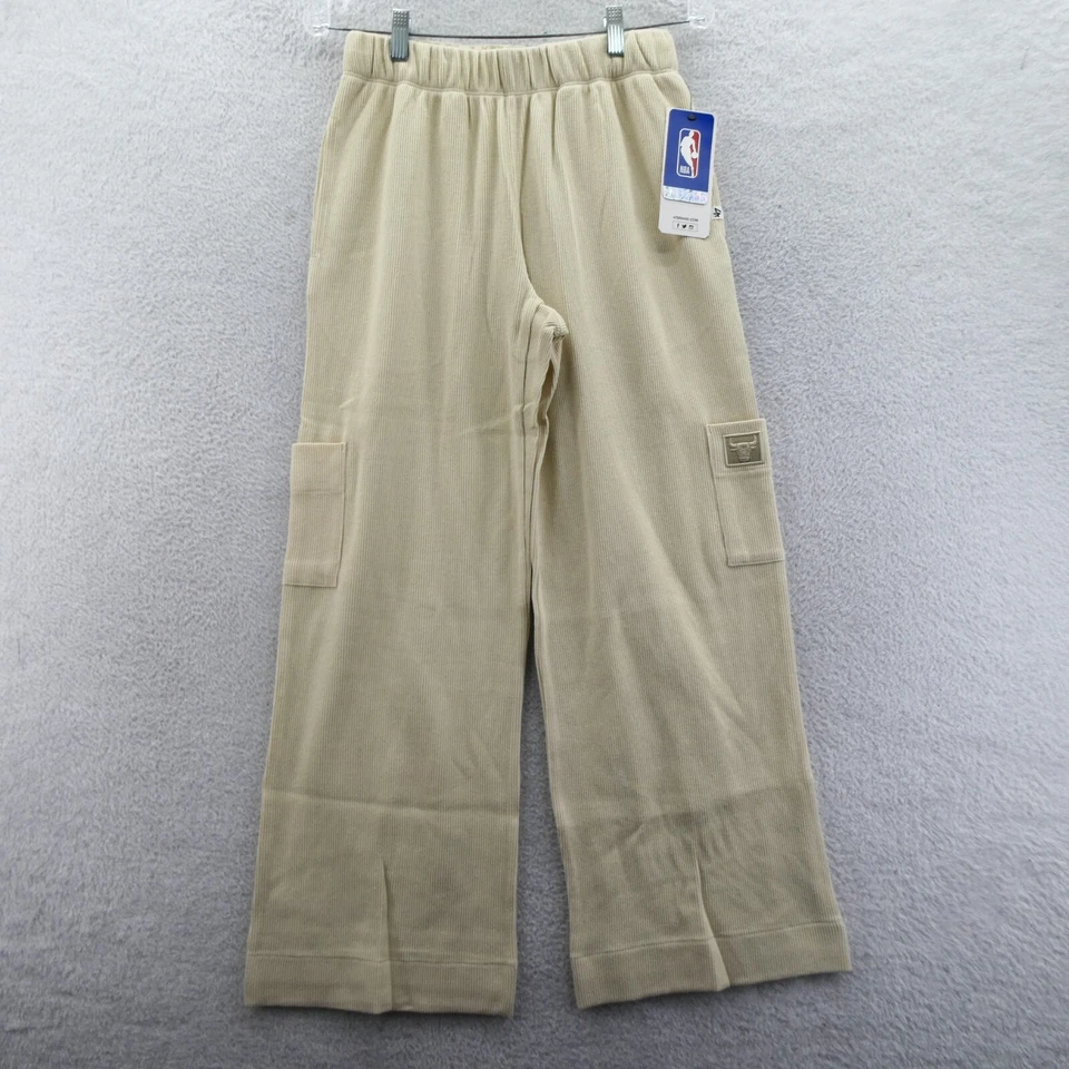 Chicago Bulls 运动裤女式小号米色罗纹针织阔腿 47 品牌 NBA — 第 1/4 张图片