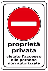 Cartello segnaletica PROPRIETA' PRIVATA in alluminio 250x450 mm - Imagen 1 de 1