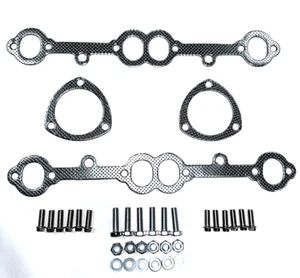Chevy GMC 1973 - 1985 Small Block Long Tube Exhaust Manifold Gaskets + Hardware - Picture 1 of 11