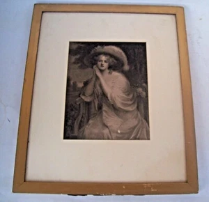  JUNGE FRAU GEMÄLDE VON SYDNEY KENDRICK S/W REPRO GERAHMT MATTIERT VINTAGE - Bild 1 von 4