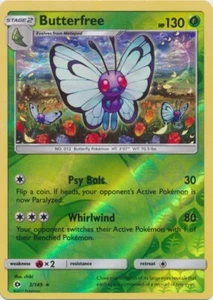 Reverse Holo Butterfree 3/149 Rare SM Base Set Pokemon TCG - Picture 1 of 1