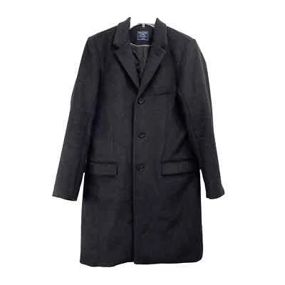 Abercrombie & Fitch wool blend notch collar midi pea coat Sz S grey - Image 1 of 4