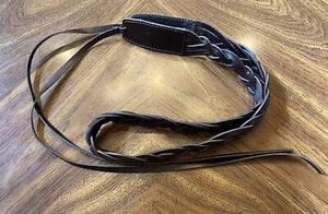 J Jill Braided Woven Leather Tie Belt Chocolate Brown M/L Made in Italy - Picture 1 of 8