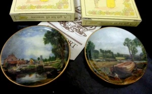 Lovely Pair Coalport Miniature Boxed Porcelain Dish's English Rural Scenes - Picture 1 of 4