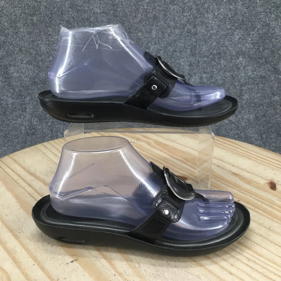 Sandalias Cole Haan para mujer 7 B chanclas cuña informales cuero negro sin cordones Foto 1 de 4