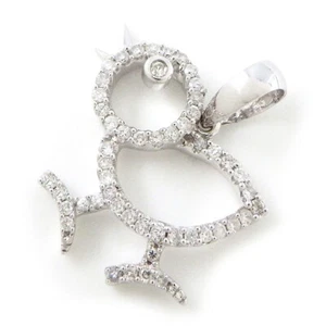Colgante de joyería fina con motivo de pollito diamante 750 (18K) oro blanco - Imagen 1 de 6