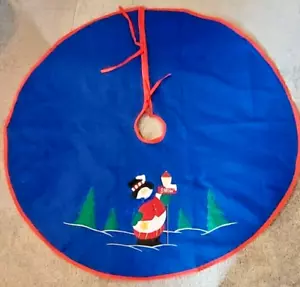 OFERTA Falda Árbol Navidad Muñeco de Nieve Azul Marino Apliques 44" - Imagen 1 de 3