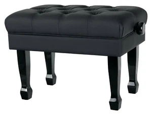 Klavierbank Klavier Stuhl Piano Bank Sitz Hocker Kunstleder Schwarz Hochglanz - Bild 1 von 7