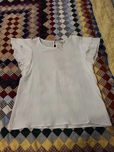 NWT BIBI Simply Sweet Renaissance White Knit  Ruffled Sleeve Shirt.  - Picture 1 of 6