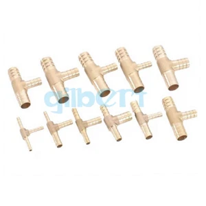 2pcs Fit 3-25mm Hose Barbed Equal Reduce Tee 3 Ways Brass Pipe Fitting - Picture 1 of 16