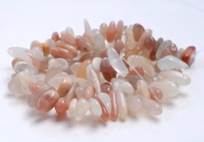 12-14MM ORANGE MOONSTONE GEMSTONE STICK PEBBLE CHIP LOOSE BEADS 15,5" - Image 1 of 4