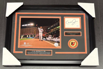 Cal Ripken Jr Autographed Cut Framed 8x10 Final Game Orioles Photo Jsa Coa - Image 1 of 4