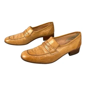 NUNN BUSH Brass Boot Collection Loafer Dress Shoes Mens 9 1/2 N Tan Made ITALY - Picture 1 of 12