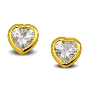 Aretes con bisel relleno de oro de 18 quilates en forma de corazón blanco para mujer - Imagen 1 de 3