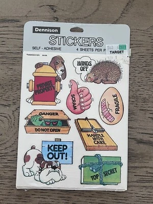 Vintage 80s Dennison Stickers Funny - Keep Out - Scram - Hands Off  -Stationery - Image 1 of 4