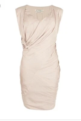 AllSaints Sala Dress Bodycon Silky Japanese Cloth Blush Pale Pink Size10 RRP£198 — 第 1/4 张图片