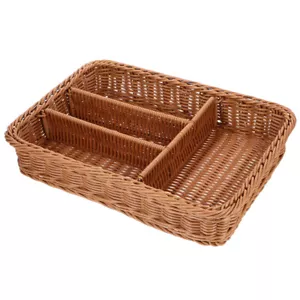 Rattan Fruit Basket Kitchen Drawer Organisers Wicker Serving Tray - Picture 1 of 12