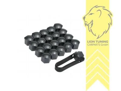 20x Radschrauben Radmuttern Bolzen Kappen Abdeckung Set PKW Auto 17mm schwarz - Bild 1 von 4