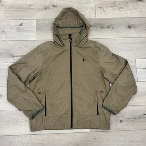Polo Ralph Lauren Windbreaker Jacke Herren XL hellbraun grün Performance Hoodie Kapuze - Bild 1 von 13