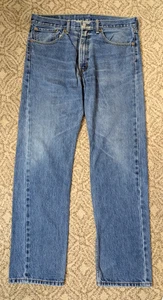 Men’s Levi's 505 Regular Fit Straight Leg Stonewashed Denim Blue Jeans 36”x34” - Picture 1 of 3