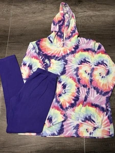 TCP 2 Pc Set Fleece Hoodie Leggings Tie Dye Vibrant Girls Sz XL 14 - Picture 1 of 3