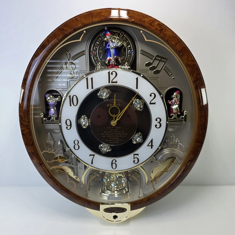 Seiko Melodies in Motion Wall Clock w Swarovski Crystals QXM147BRH (READ) - Image 1 of 4