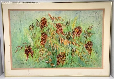 Vintage Floral Botanical Study Watercolor on Paper Signed Dorothy Gannon 1978 - Image 1 of 4