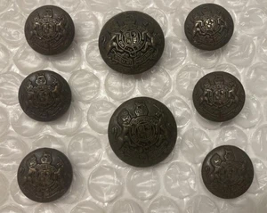 British Monarch Blazer Buttons Set 8 For 2 Button Coat Solid Brass Bronze Finish - Picture 1 of 5