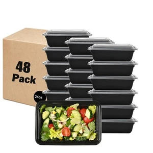 48 Pack Meal Prep Containers 24 Oz Reusable Storage Lunch Bento Boxes Freezer An - Picture 1 of 6