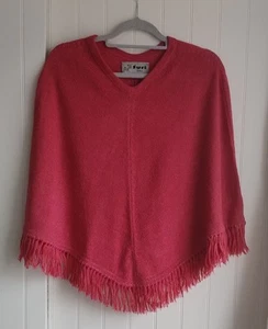 Suri  Made in Bolivia Pure Alpaca Poncho Dark Pink One Size - Picture 1 of 7