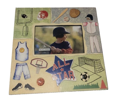 Baseball Boys Room Desk Picture Frame ( 4x6 ) Helmet Glove Trophy Books 10x10 - Image 1 of 4