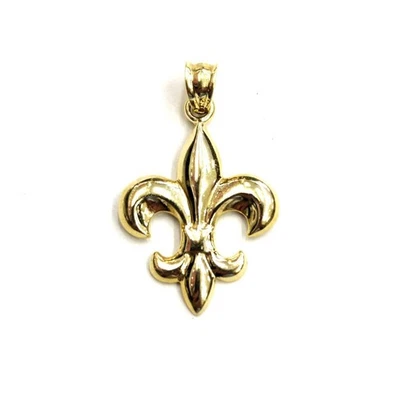 10k yellow solid Gold Fleur De Lis Pendant French Symbol gift fine jewelry 2.1g - Image 1 of 4