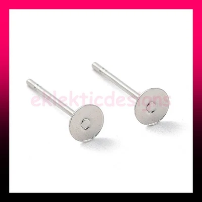 Pendientes bandeja postes postes de latón plata antigua a granel de 4 mm x 12 mm 100 piezas Foto 1 de 3