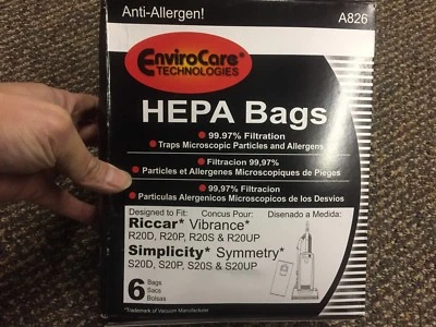 HEPA Bag made for Simplicity Riccar Symmetry Vibrance S20S S20D S20P S20UP R20S - Image 1 of 3