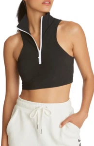 Juicy Couture Black Hi Mock Neck Sleeveless Crop Top L76014 Women's Size L - Picture 1 of 3