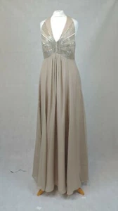 Coast V-Neck Halter Embellished Silk Maxi Pink / Beige Dress 10 uk CR014 FF 15 - Picture 1 of 6