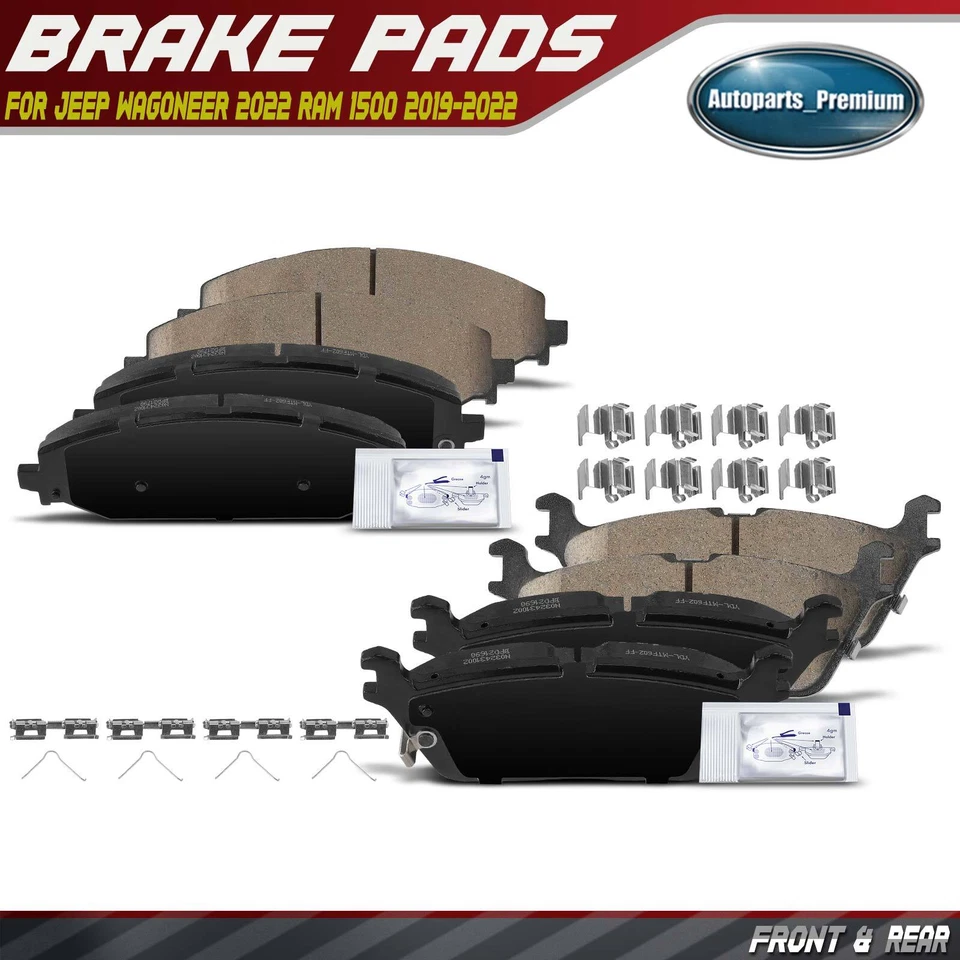 8x Front & Rear Side Ceramic Brake Pad for Jeep Wagoneer 2022 Ram 1500 2019-2022 - Image 1 of 4
