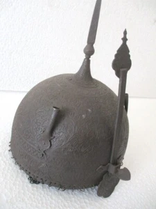 ANTIQUE OLD WARRIOR HELMET KHULA KHUD NOSE GUARD PROTECTION CHAIN MAIL . - Picture 1 of 18