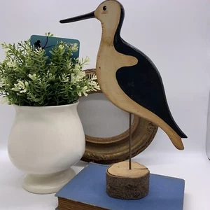 Vintage ‘79 Artist Signed Hand Carved Painted Black Necked Stilt Shorebird - Picture 1 of 9
