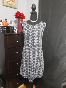 Loft Dress Sleeveless Gingham Abstract Navy Blue Women's Size 4 Petite Career  - Picture 1 of 7