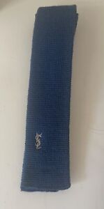 Yves Saint Laurent Blue Silk  Knit Square Tie  Skinny Short Vintage