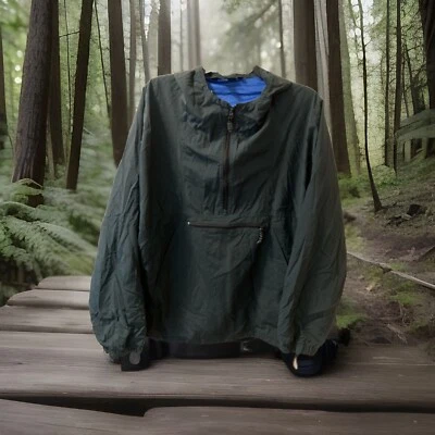 Chaqueta cortavientos vintage J Crew Sport Anorak verde para hombre XL capucha Gorpcore Foto 1 de 4