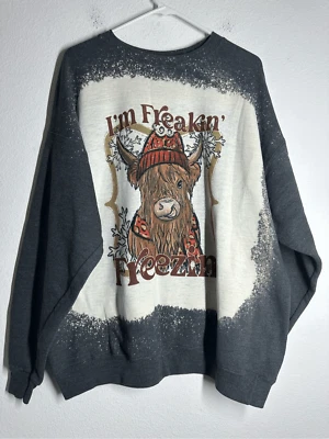 罕见复古 Hanes 灰色牛运动衫 I am Freakin Freezin XL 码棉混纺 — 第 1/4 张图片